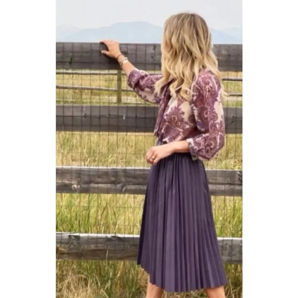 NWT BURU Faux Croc Midi Skirt in Lilac Sz. XS/S